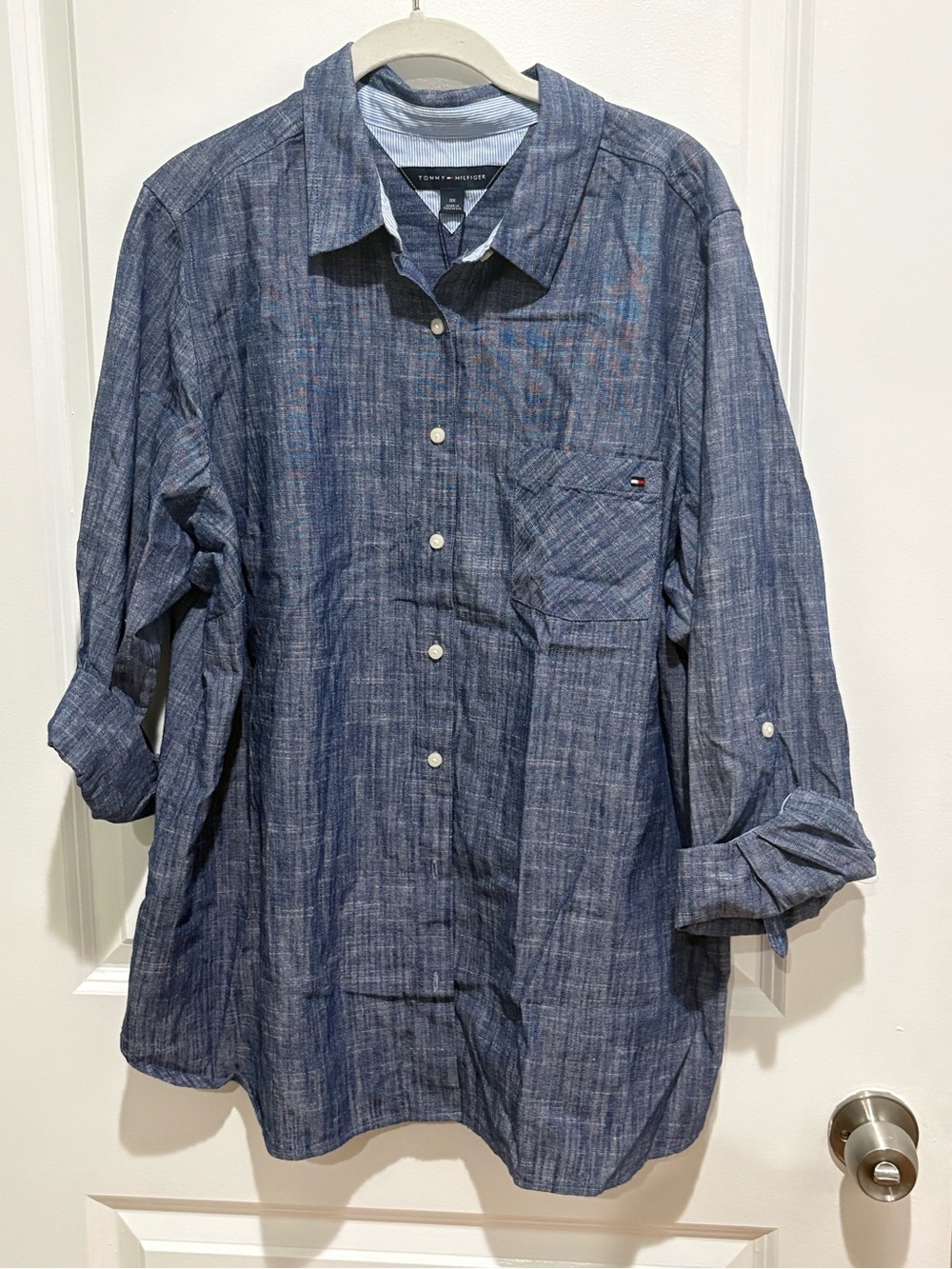 Tommy Hilfiger Denim-Textured Button-Down Shirt - Blue